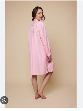 The Sleep Shirt Pink Linen Long One Size Luxury Lounge Made in Canada
